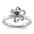 thumbnail image 4 of Auriga 925 Sterling Silver Polished Amethyst Flower Ring for Women Size- 7, 4 of 6
