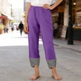 thumbnail image 5 of Yuanlook Women's Gingham Cuff Linen Blend Pants, Elastic Waist Side‑Pocket Cropped Trousers for Outing S‑XXL, 5 of 8