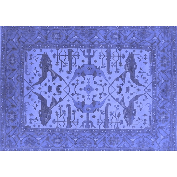 Ahgly Company Machine Washable Indoor Rectangle Oriental Blue Industrial Area Rugs, 5' x 8'