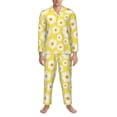 thumbnail image 3 of Balery Daisies Flowers Pijama para Hombre de Dos Piezas con Manga Larga, Conjunto de Dormir y Descanso Suave con Bolsillos-Large, 3 of 7