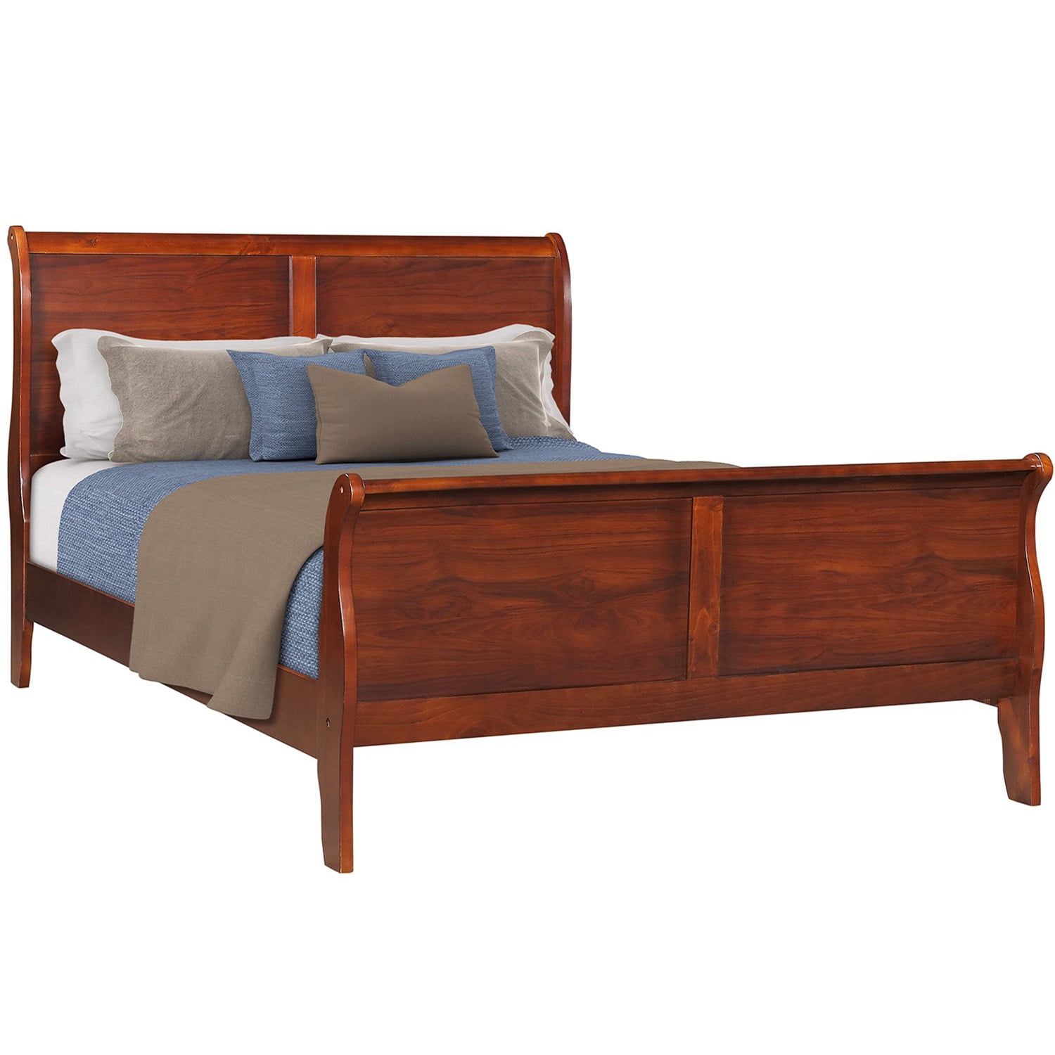 Wood Platform Bed Queen Size Bed Spring Needed Cherry Finish