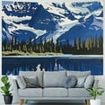 thumbnail image 4 of Chilfamy  Scenery Tapestry, Cartoon Like Mountain with Snow Landscape with Lake Reflection Art, Wide Wall Hanging for Bedroom Living Room Dorm, Blue Grey Dark Blue Painting, 4 of 6