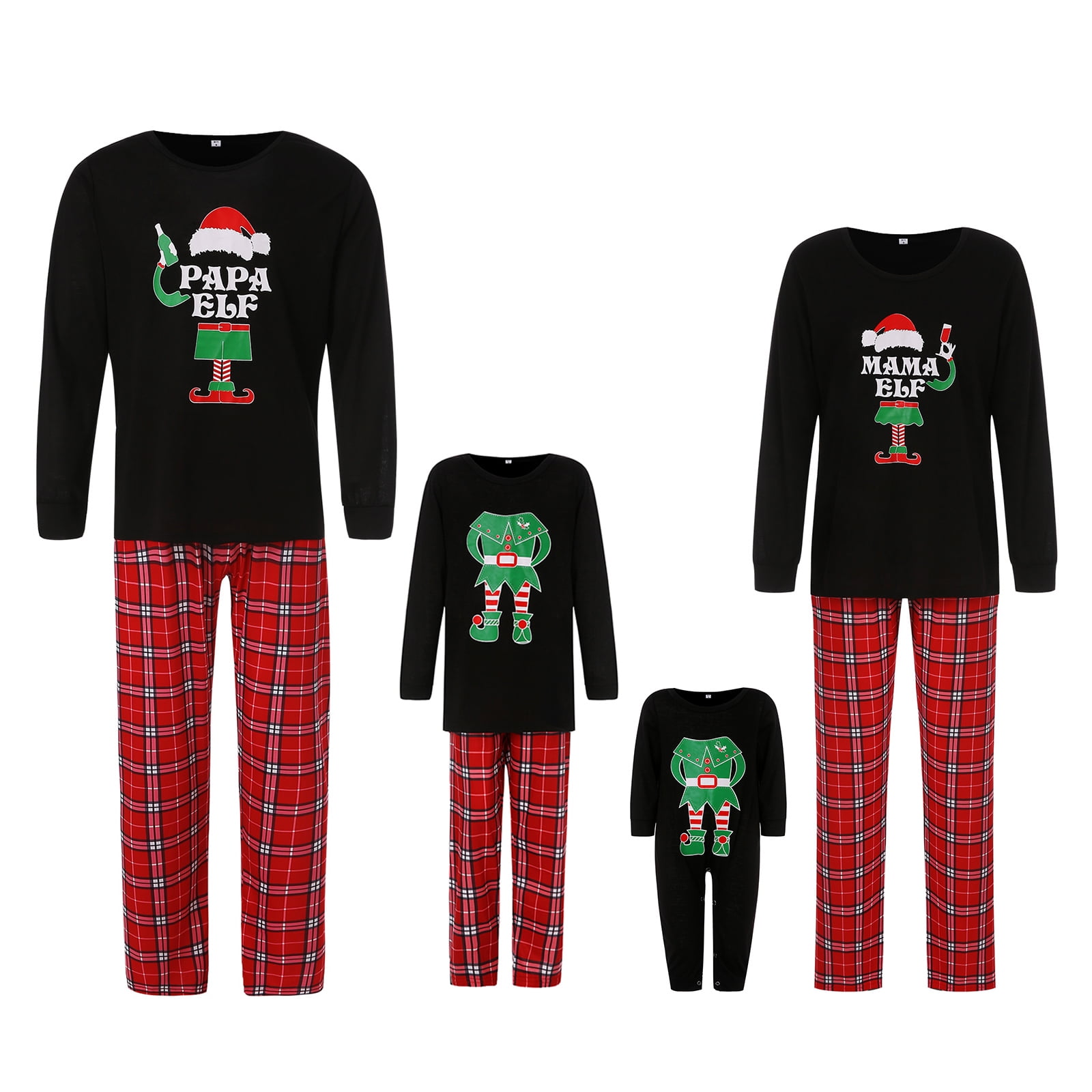 Mialoley Christmas Pajamas For Family Christmas Elf Print Matching Pajamas Set Xmas Pjs Loungewear Set For Mama papa kids Other