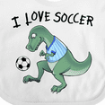 thumbnail image 4 of Inktastic I Love Soccer-Dinosaur in Blue Boys or Girls Baby Bib, 4 of 4