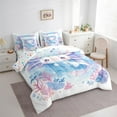 thumbnail image 4 of Manfei Cute Cartoon Axolotl Bedding Comforter Set 7pcs for Teens, Blue Watercolor King Bedding Sets, Dreamy Marine Coral Reversible Bed Sheets, Super Cozy Room Decor, 4 of 8