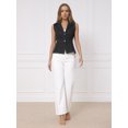 thumbnail image 7 of DARING DIVA Women's Button Down V Neck Elastic Waist Sleeveless Waistcoat S Black, 7 of 7