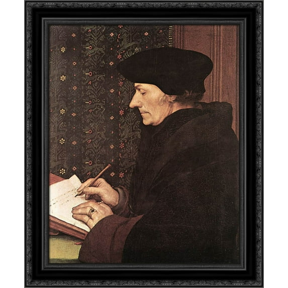 Erasmus 20x24 Black Ornate Wood Framed Canvas Art by Holbein, Hans (Younger)