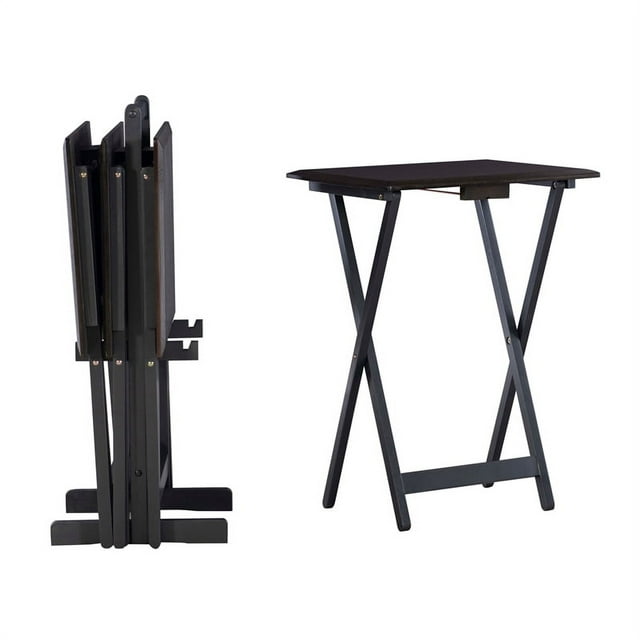 Linon Morris Ensemble de Table Pliante en Bois Cinq Pièces avec Support Marron