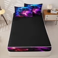 thumbnail image 4 of Homewish Navy Purple Neon Skull Zipper Twin Comforter Sets with Fitted Sheet and 2 Pillowcases,Rose Floral Butterfly Zipper Bedding Set,Halloween Bed Set,Black Reversible,4pcs, 4 of 8