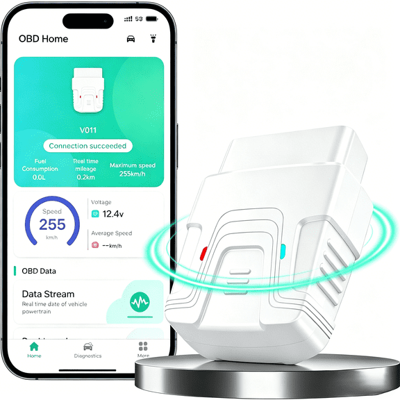 OBD2 Scanner Reader Bluetooth Wireless Auto Diagnostic Scan Tool for iOS & Android for Performance Test Bluetooth 5.4 Car Check Engine Car Code Reader, Clear Error Code Live Data Reset White
