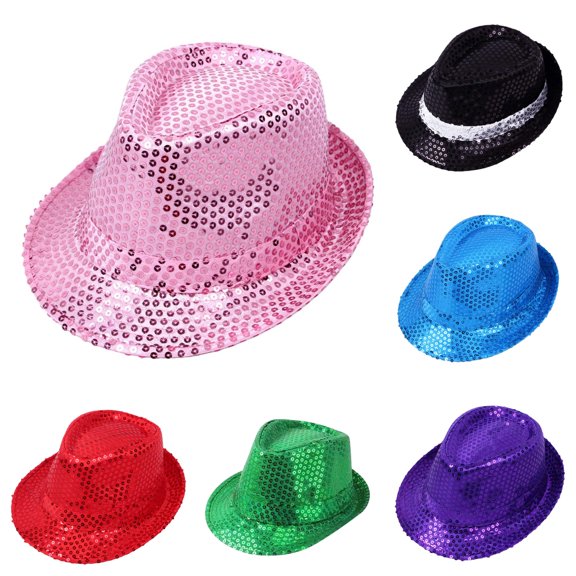 Kids Sparkly Sequin Top Hat For Performance Dance Party Stage Dress Up Themed Celebration