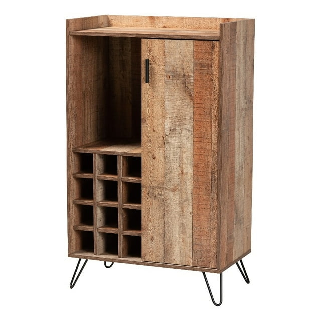 Baxton Studio Mathis Meuble à Vin Finition Bois Brun et Noir