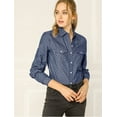 thumbnail image 2 of INSPIRE CHIC Women's Point Collar Long Sleeve Button Down Polka Dots Shirt, 2 of 4
