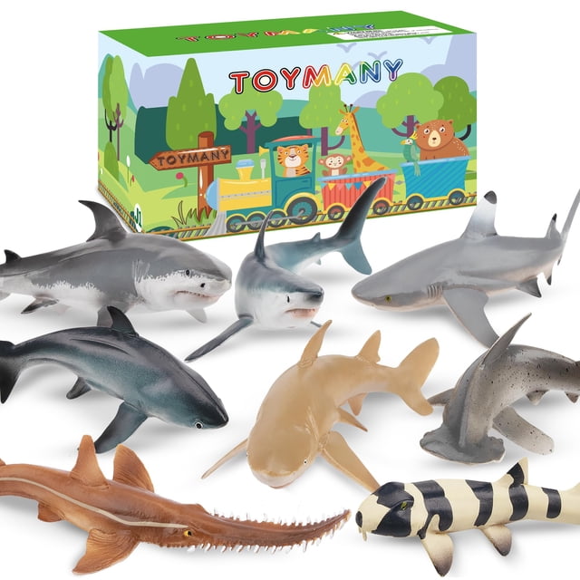 Juego de 8 figuras Toymany Shark Toys para niños de 3 a 12 años