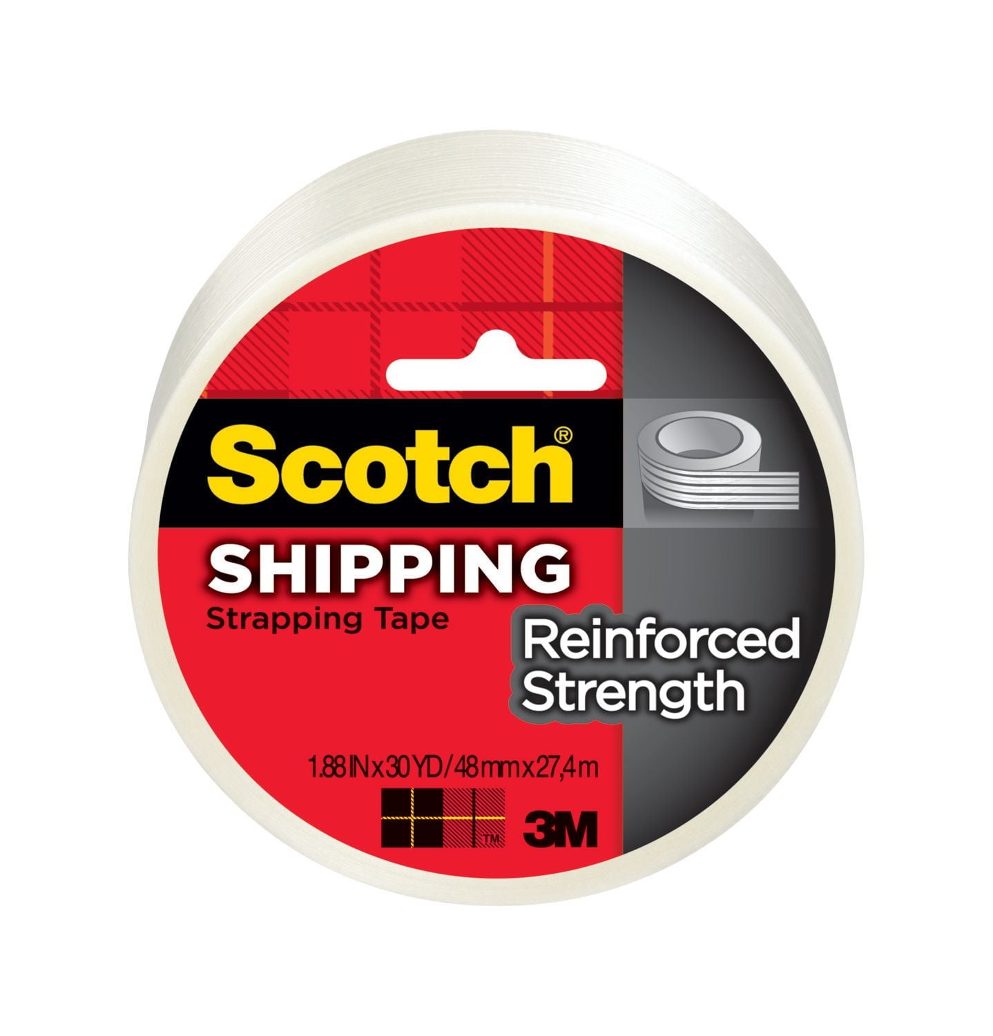Scotch® Reinforced Strength Strapping Packaging Tape 8950 30 EF RP6, 1.88 in x 30 yd (48 mm x 27.40 m), 1 Roll/Pack
