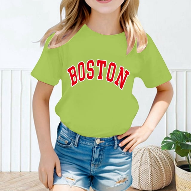 Hauts et T-Shirts pour Filles, Col Rond, Manches Courtes, Imprimé Mignon, Été, Décontracté, Ample, Mode Filles
