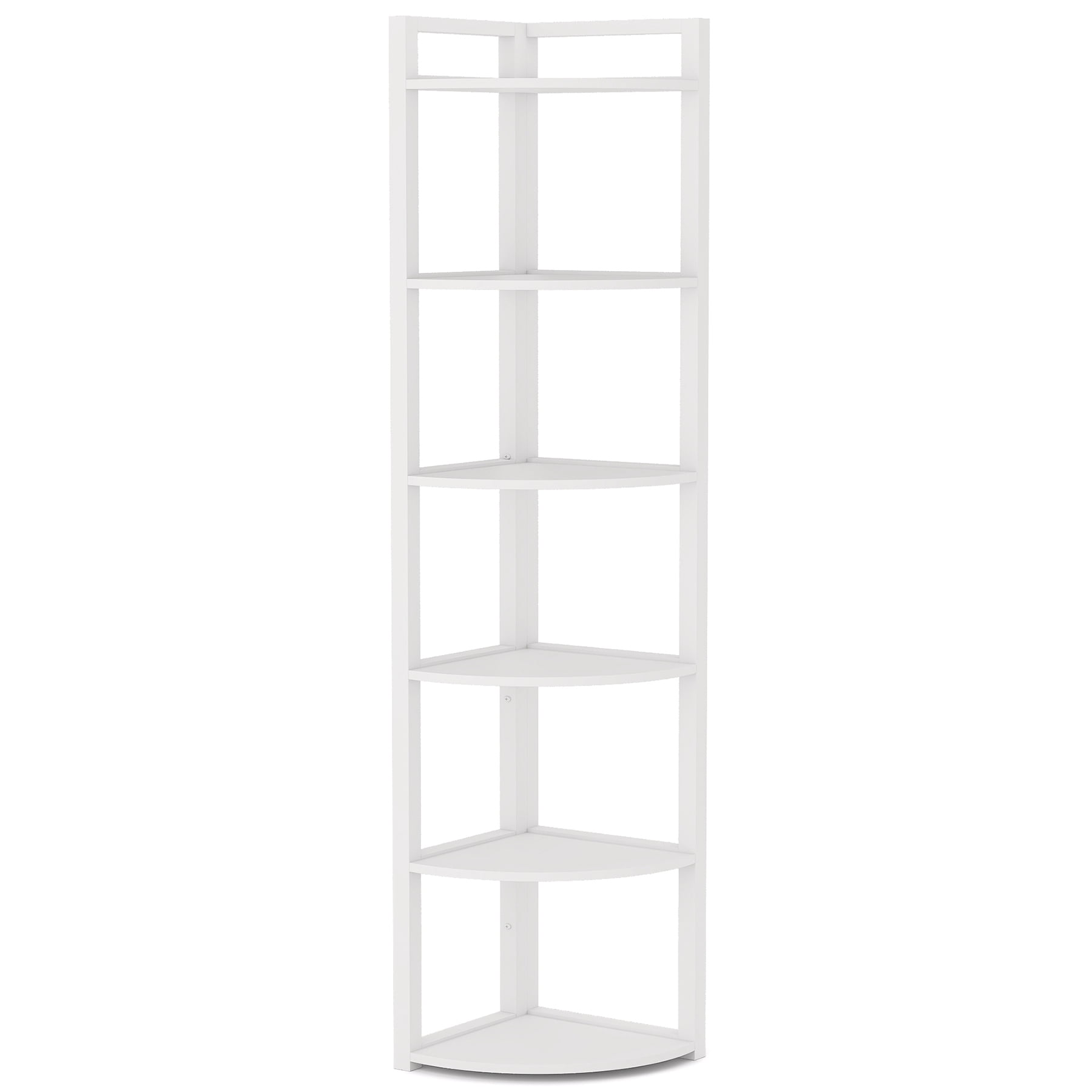 Fnova 70.9" 6-Tier Corner Shelf, Rustic Corner Bookshelf, Compact Storage Rack for Living Room, Home Office, Kitchen