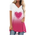 thumbnail image 2 of Soki Women's Raglan Short Sleeve V Neck Tops Printed Short Front Long Back, 2 of 4