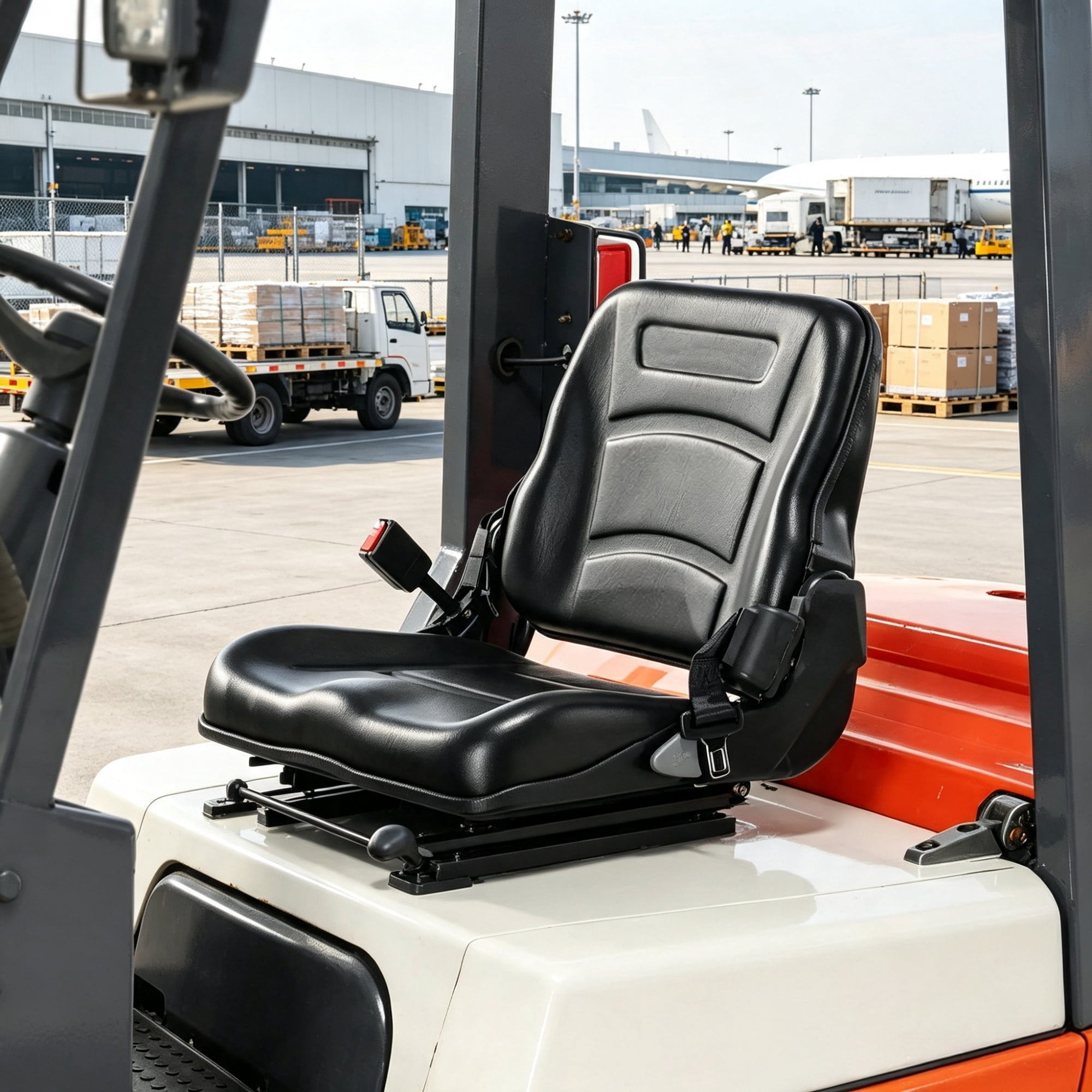 Universal Forklift & Tractor Seat, Adjustable Back with Micro Switch, 6.3-13.4" Slot for Loader & Excavator