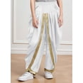 thumbnail image 7 of Aislor Boys Satin Pants Hippie Dance Harem Trousers for Halloween Carnival Party Balls White 6, 7 of 7