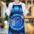 thumbnail image 6 of Blue Tie Dye Spiral Pattern Apron-Garden Aprons for Women with Pockets-Cotton Linen Waterproof Kitchen Cooking Gardening Aprons Adjustable for Kitchen,Cooking,BBQ and Salon 33x27 Inch, 6 of 7