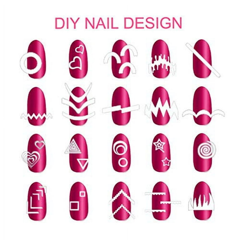 TailaiMei 1768 Pieces 60 Designs French Manicure Nail Stickers Nail Art  Tips Guides for DIY Decoration