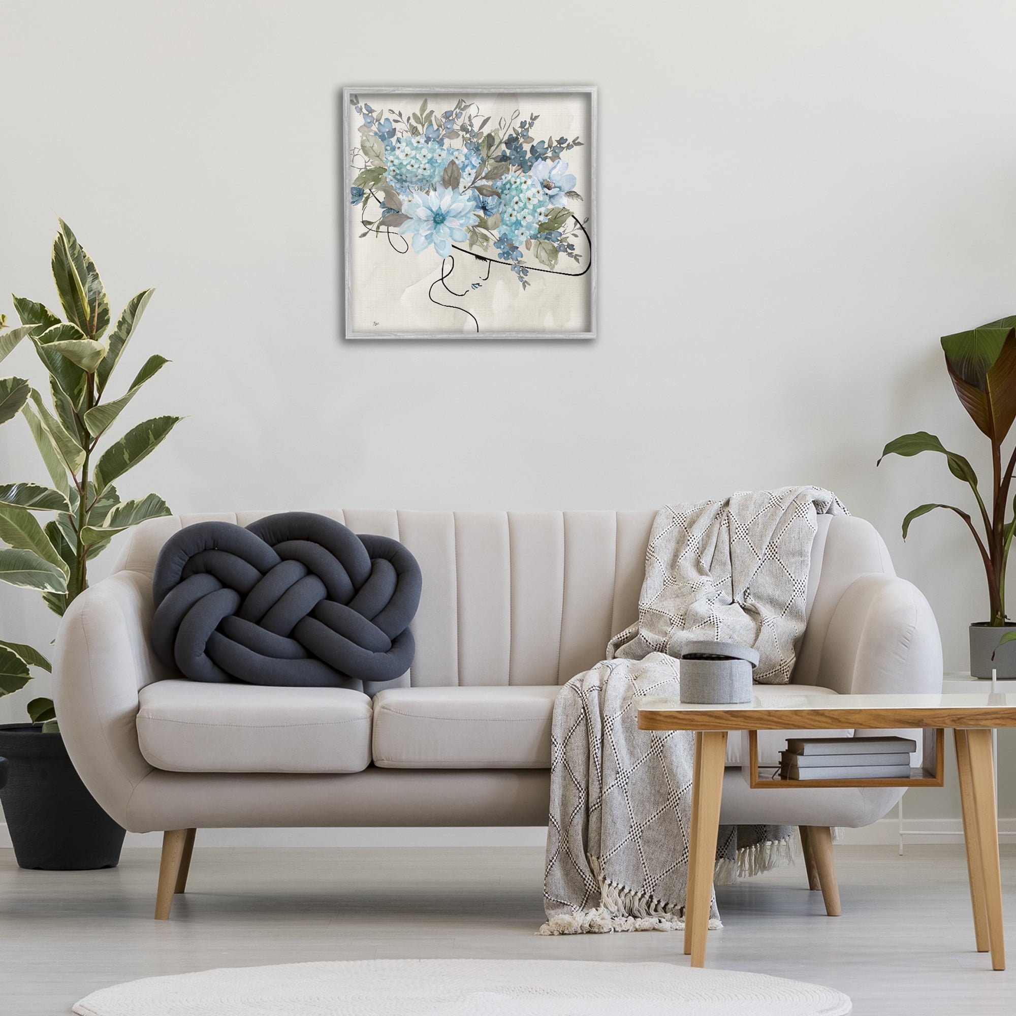 Stupell Industries Floral Fashion Hat Botanical & Floral Painting Gray Framed Art Print Wall Art, 24 x 24