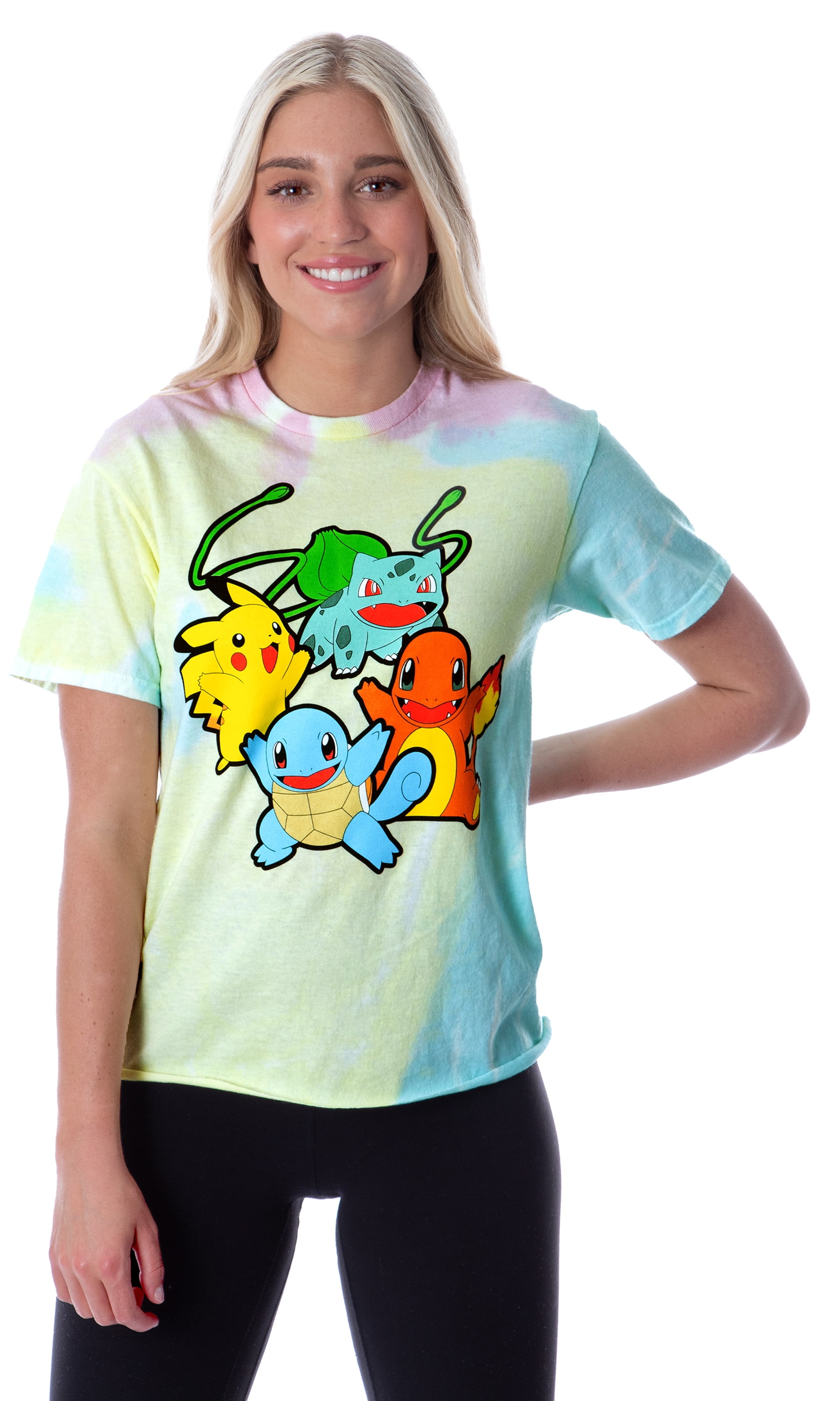 Pokemon Pikachu Squirtle Charmander Bulbasaur Tie-Dye Skimmer T- Shirt XL -
