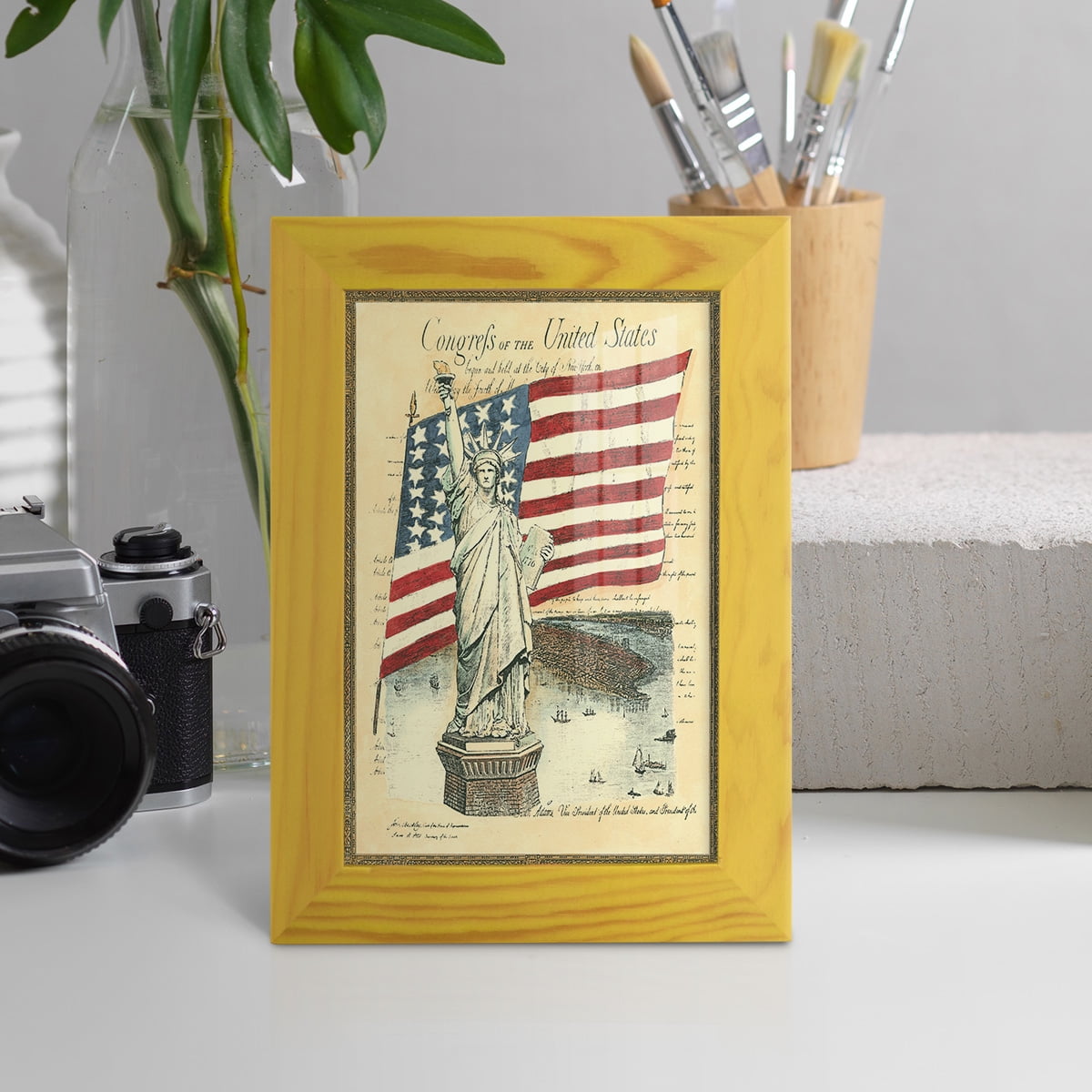 USE D # Proud To Be An American I -Framed Print w/glass-Sunflower Yellow