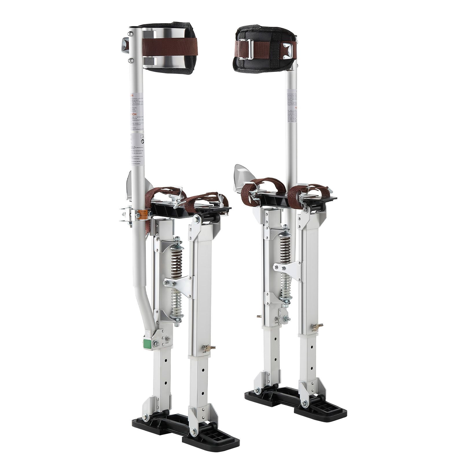 Drywall Stilts, 16.1–24.1 in Adjustable Aluminum Painter Stilts, 228 lbs Load Capacity, Non-Slip Rubber Feet, Dual Spring Shock Absorption, Comfortable Leg Straps for Painting, Decoration, Silver