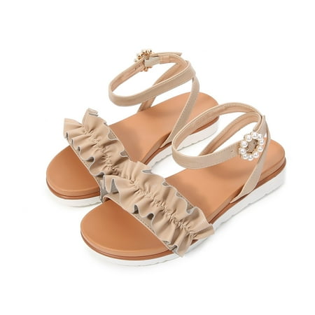 

Cathalem Leather Sandals for Women Women Flat Beach Sandals Vintage Lace Slippers Fairy Size Sandals Fashion Beach Sandal Beige 7