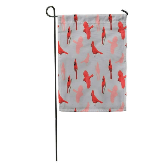 JSDART Red Outline Bird Northern Cardinal Adorable Cartoon Character Cute Garden Flag Decorative Flag House Banner 28x40 inch