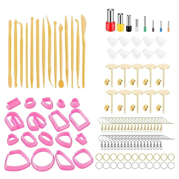 Kit de 118 cortadores de arcilla polimérica para hacer aretes, corte de aretes colgantes DIY Rosa