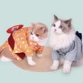 thumbnail image 4 of Japanese Yukata Kimono Cat Outfit Spring Festival Costume with Traditional Fan, Blue, 4 of 6