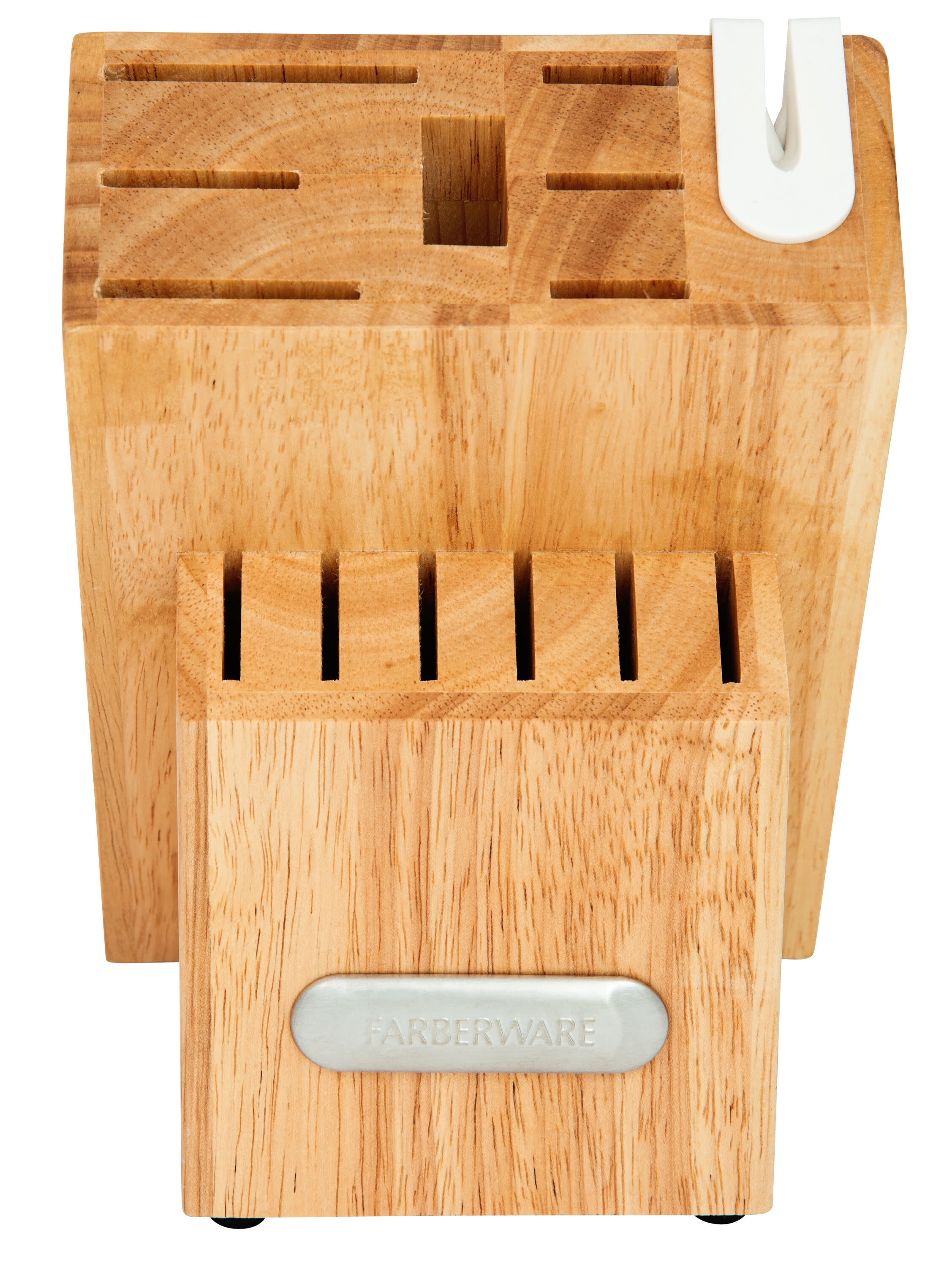 Farberware Edgekeeper Triple Riveted Knife Block Set with Built in Sharpener 14-piece in White