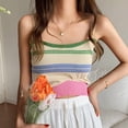thumbnail image 2 of Womens Loose Fit Casual Tank Tops for Women Sexy Girl Braid Color Stripe Halter Vest Knitted Inner Vest Sleeveless Top Summer Tops Layering And Everyday Wear, 2 of 4
