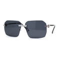 thumbnail image 1 of Mens Luxury Rimless Pimp Baller Rectangle Sunglasses Silver Black, 1 of 4