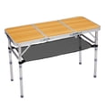 thumbnail image 3 of Hassch Adjustable Height Folding Table, 3FT Lightweight Outdoor Camping Table with Mesh Storage and Aluminum Frame, for Backyard Patio Picnic or Indoor Use, Wood Grain, 3 of 9