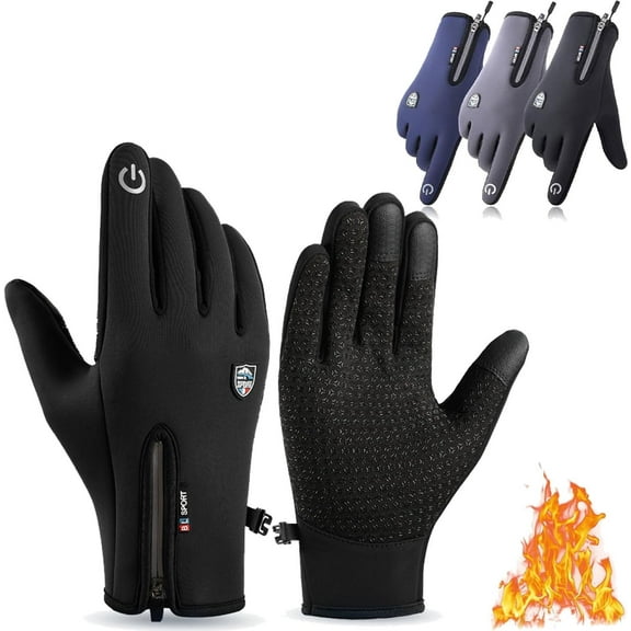 Waterproof & Windproof Thermal Non-Slip Sport Gloves, Touch Screen Sports Glove for Men Women(Black,M)