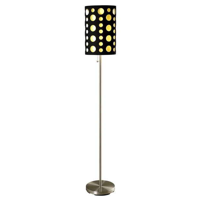 Lampadaire en Métal de 66 Po, design Rétro avec Abat-Jour Noir et Jaune
