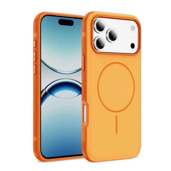 ST SoleMe.Tc Magnetic for iPhone 17 Pro Max Case with Metal Buttons (Compatible with MagSafe), Shockproof & Anti-Fingerprint Two-Color Phone Cover, 2025, Hermès Orange