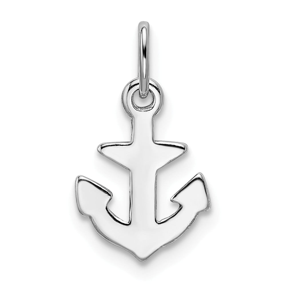 925 Sterling Silver Anchor & Polished Charm Pendant 
