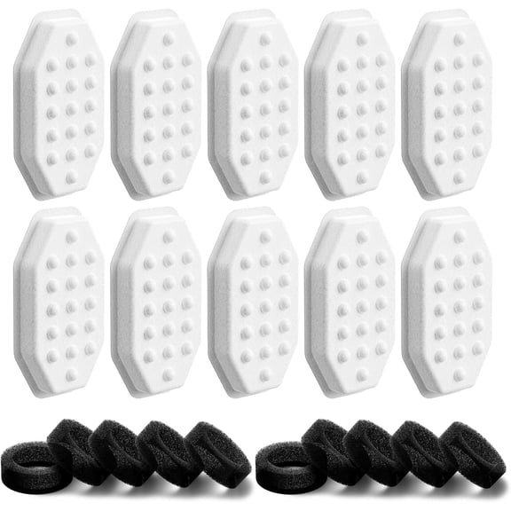 20 Pack Cat Fountain Replacement Filters for Rellaty & Neareal Stainless Steel 108oz/3.2L Adjustable Water Flow Pet Water Fountain(10 Filters & 10 Sponges)