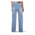 thumbnail image 2 of Vaqueros de pierna ancha for mujer, talle alto, holgados, pierna recta, pantalones de mezclilla elásticos, pantalones vaqueros elásticos con cordones y bolsillos, 2 of 7