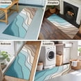thumbnail image 6 of Teal Blue Ombre Cream 2'x6' Runner Rug, Modern Geometric Brown Aesthetic Washable Non-Slip Area Rugs for Hallway Kitchen Floor Bedroom Entryway, Laundry Carpet Decoration Indoor Mat, 6 of 9