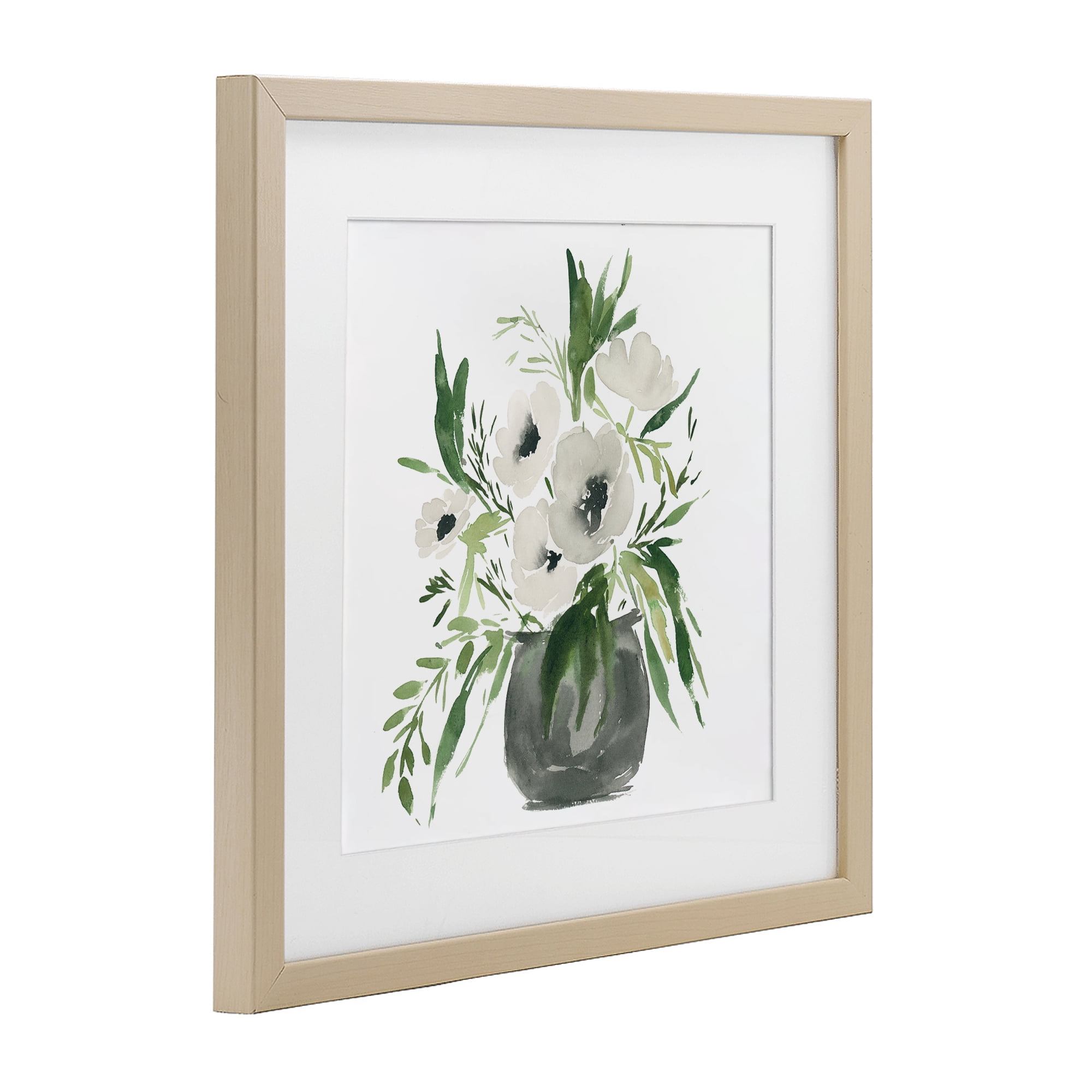 Stupell Industries Rounded White Anemones Birch Framed Print Under Glass, design by Lucille Price