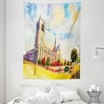 thumbnail image 1 of Notre Dame Tapestry, Watercolor Painting Style Street View Colorful Landscape World Landmark Artwork, Wall Hanging for Bedroom Living Room Dorm Decor, 60W X 80L Inches, Multicolor, by Ambesonne, 1 of 2
