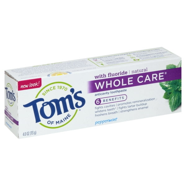 Tom's of Maine Whole Care with Fluoride Natural Toothpaste, Peppermint 4 oz