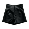 thumbnail image 4 of Likimi Womens Leather Shorts Slim Fit Zipper Solid Color High Waist Casual Fashionable Shorts Black Size 5Xl, 4 of 4