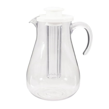 Mainstays 3-Quart Plastic Water Pitcher with Lid and Removeable Rod for Ice Core, Clear